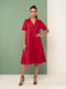 Scarlet Ease: Red Slub Polycotton NM Dress 82891