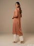 Peach Glow: Collared Midi Length Top 82382