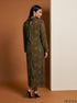 Leaf Whisper: Abstract Chiffon A-Line Dress 88271