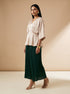 Cream Sage: Satin V-Neck Hip Top 86372
