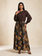 Earthbound Muse: Brown Abstract Skirt Set 88771/90721