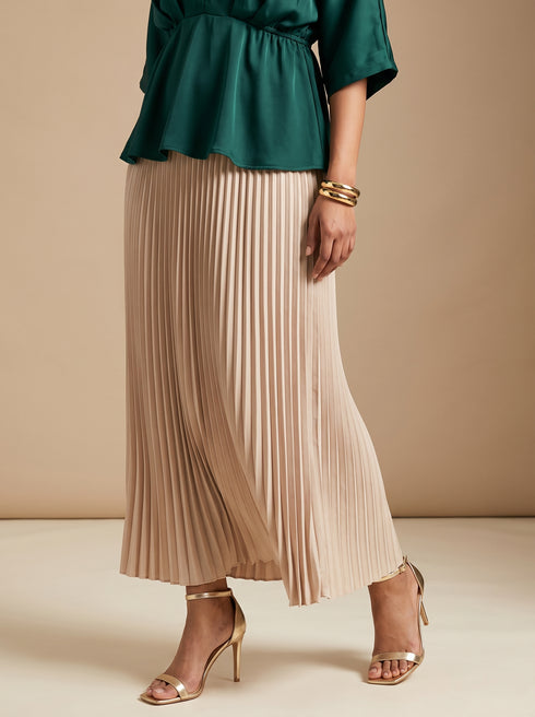 Cream Flow: Polyester Ankle Skirt 88051