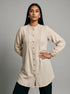 Cream Serenity: Cotton Mandarin Knee Top 81691