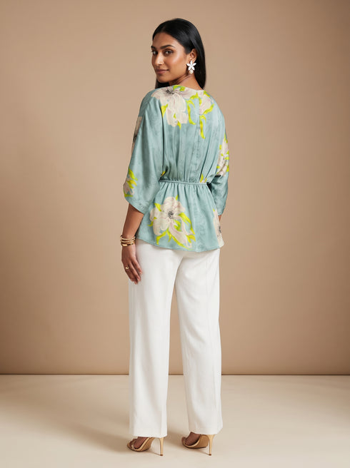 Jacquard Whisper: Chiffon V-Neck Hip Top 91771