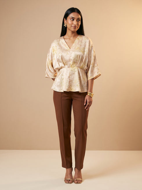 Abstract Grace: Chiffon V-Neck Hip Top 91761