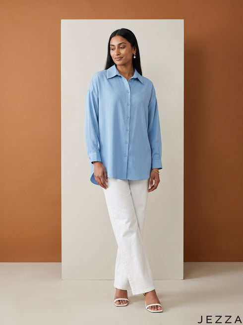 Skyline Ease: Relaxed Poly Cotton Below Hip Top 90363