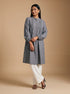 Grey Horizon: Cotton Mandarin Knee Top 81692