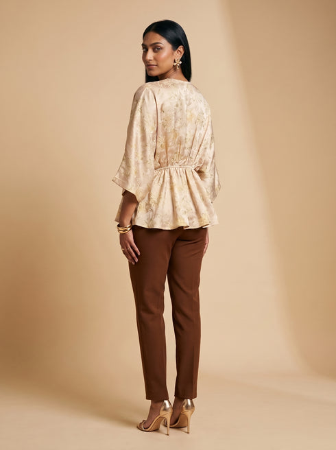Abstract Grace: Chiffon V-Neck Hip Top 91761