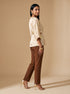 Abstract Grace: Chiffon V-Neck Hip Top 91761