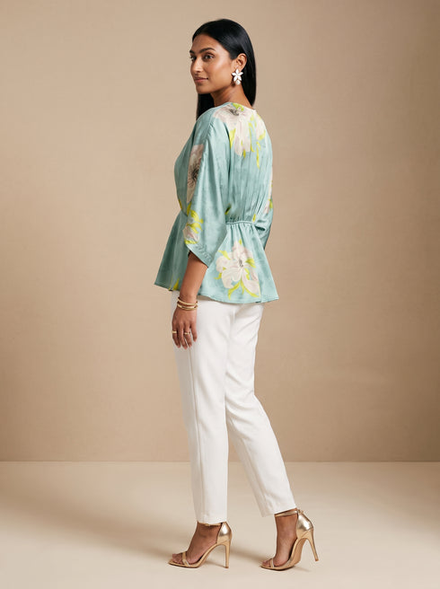 Jacquard Whisper: Chiffon V-Neck Hip Top 91771