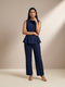 Navy Essential: Poly Cotton Ankle Pants 88091