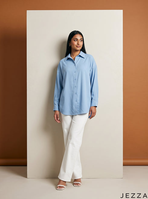 Skyline Ease: Relaxed Poly Cotton Below Hip Top 90363
