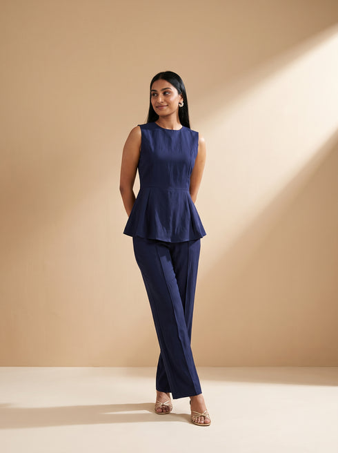 Navy Essential: Poly Cotton Ankle Pants 88091