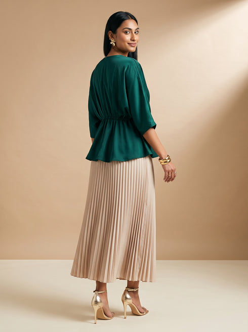 Cream Flow: Polyester Ankle Skirt 88051