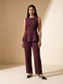 Maroon Essential: Poly Cotton Ankle Pants 88093