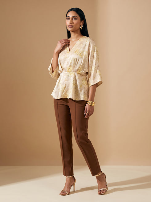 Abstract Grace: Chiffon V-Neck Hip Top 91761