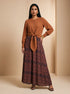 Mocha Muse: Light Brown Abstract Skirt Set 9227/9072