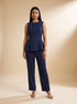 Navy Essential: Poly Cotton Ankle Pants 88091