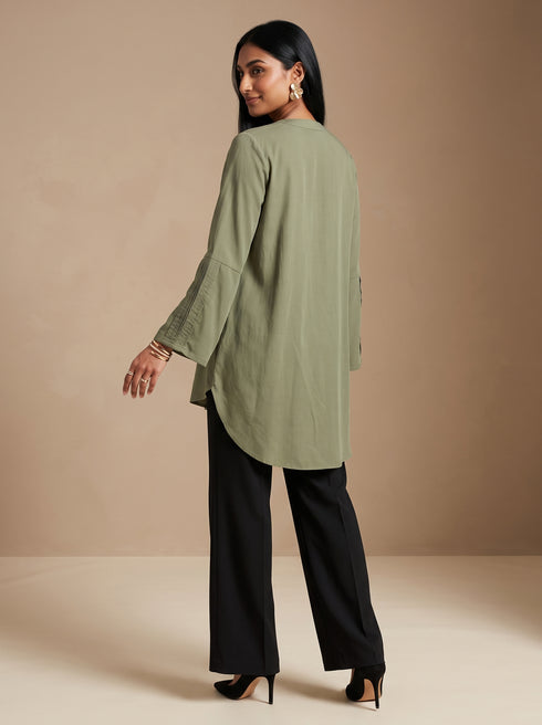 Basil Breeze: Cotton Knee-Length Top 88343