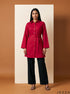 Ruby Ease: Red Poly Cotton Above Knee Top 90731