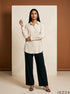 Ivory Ease: Relaxed Poly Cotton Below Hip Top 90361