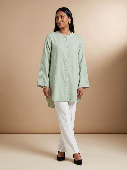 Mint Serenity: Cotton Knee-Length Top 88342