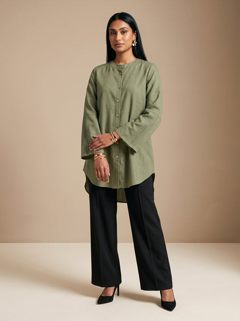 Basil Breeze: Cotton Knee-Length Top 88343