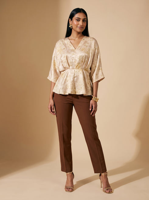 Abstract Grace: Chiffon V-Neck Hip Top 91761