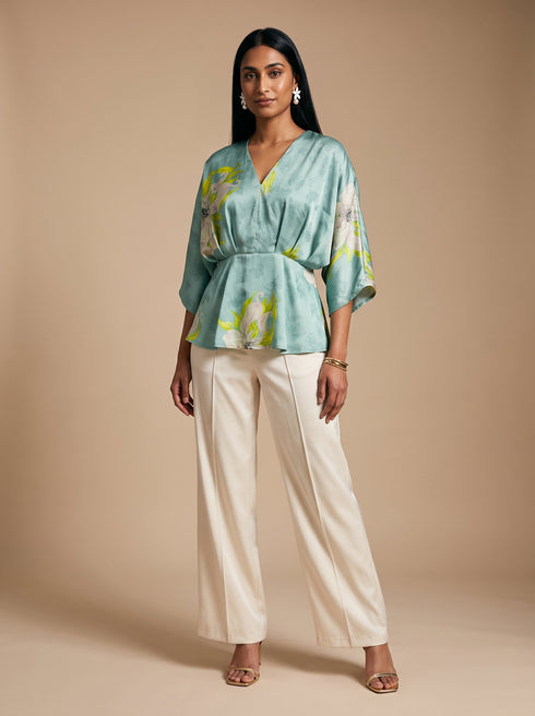 Jacquard Whisper: Chiffon V-Neck Hip Top 91771