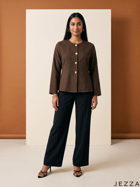 Earthbound Fit: Brown Poly Cotton Hip Top 88221