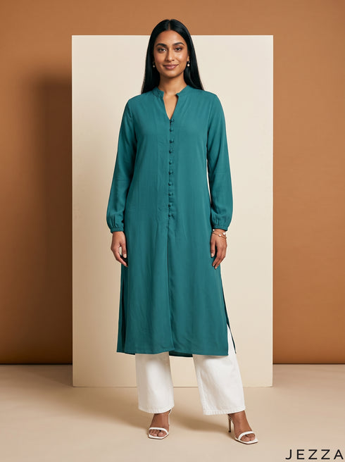 Persian Ease: Textured Polyester Hoodie Top 82183