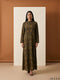 Leaf Whisper: Abstract Chiffon A-Line Dress 88271