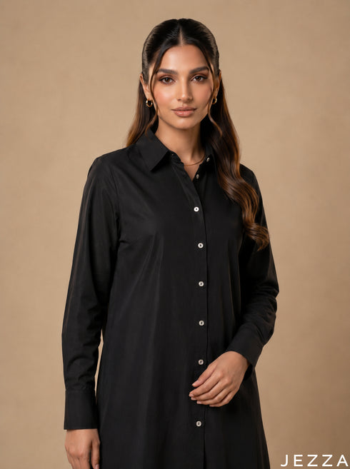 Black Texture: Crushed Polyester Shirt Top 82431