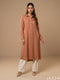 Peach Glow: Collared Midi Length Top 82382