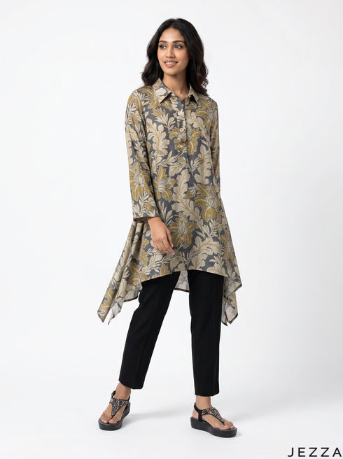 Floral Breeze: Above Knee Cotton Top 78071