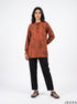 Abstract Line: Mandarin Collar Relaxed Top 77731