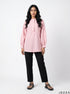 Pink Grid: Long Sleeve Below Hip Top 72721