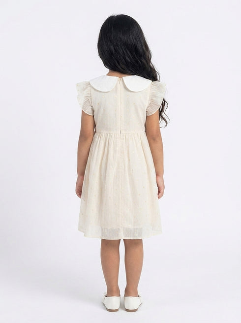Cream Embroidered Bow Dress 91021
