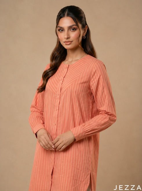 Vibrant Ease: Orange Cotton Top 75931