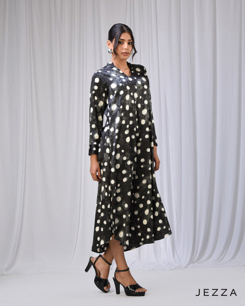 Versatile Grace: Midi Top-Dress with Mandarin Collar 70961