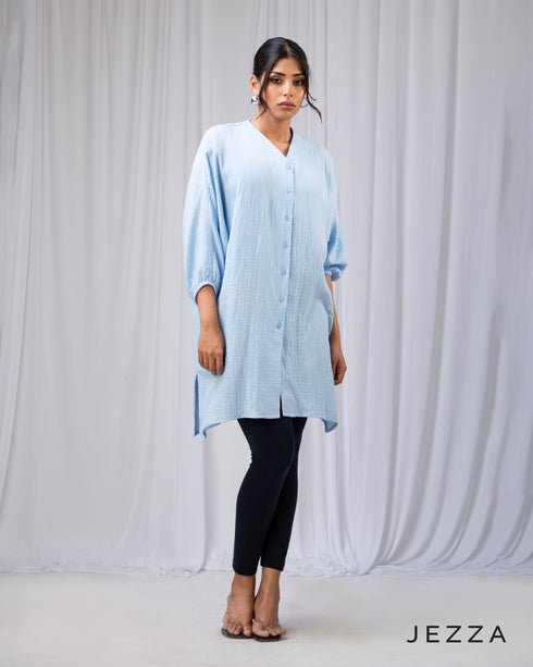 Effortless Grace: V-Neck Button-Down Tunic 72192