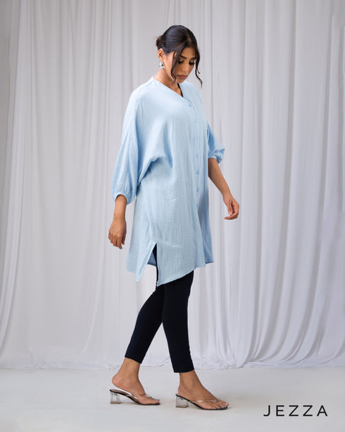 Effortless Grace: V-Neck Button-Down Tunic 72192