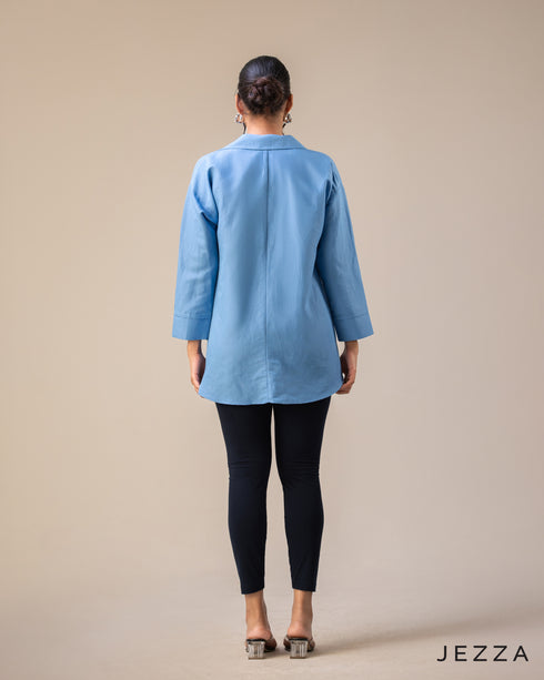 Structured Grace: Below-Hip V-Neck Top 72061