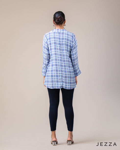 Structured Grace: Below-Hip V-Neck Top 70491