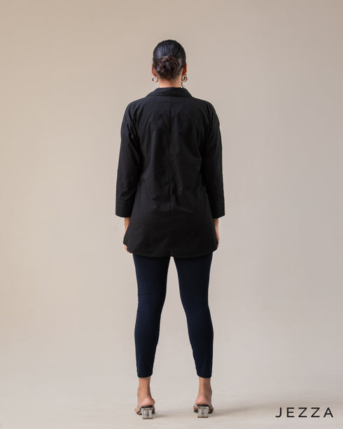 Structured Grace: Below-Hip V-Neck Top 72071