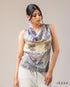 Draped Elegance: Printed Satin Cowl-Neck Top 65031