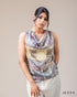 Draped Elegance: Printed Satin Cowl-Neck Top 65031