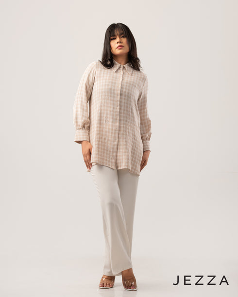 Relaxed below hip Cotton Shirt Top 62802