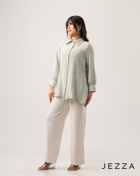 Relaxed below hip Cotton Shirt Top 62801