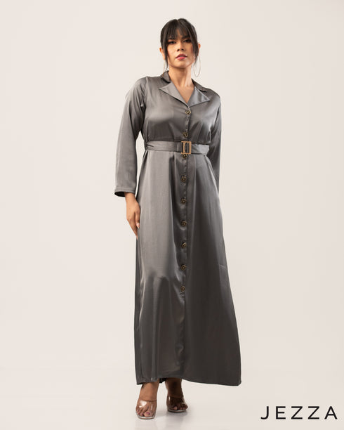 Satin Belted Dress 48052